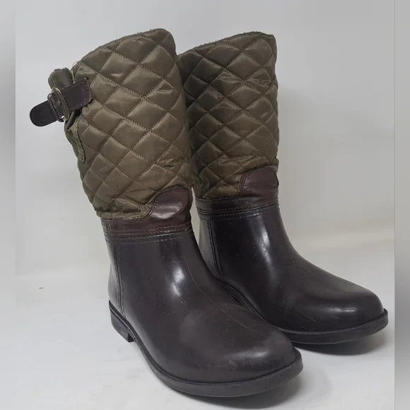 Storm By Cougar Women's Sassy Rain Boots Boot Olive Quilted Buckle Size 9  US - Picture 2 of 14